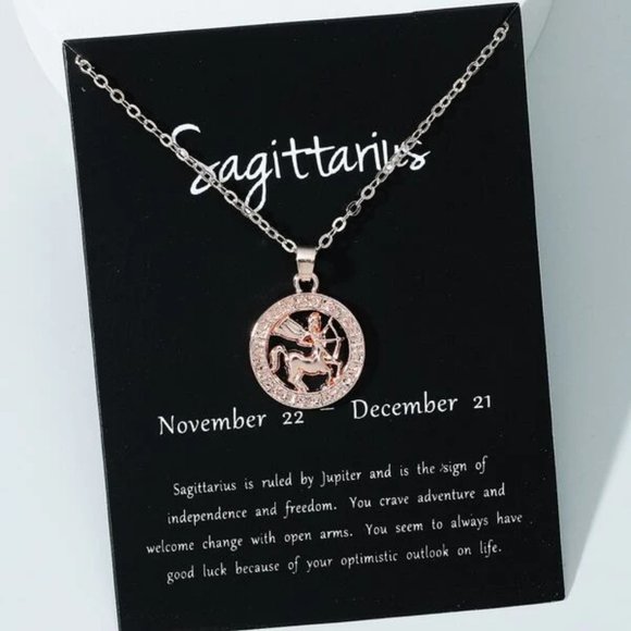 Sagittarius Zodiac Rose Gold Necklace - Picture 1 of 3